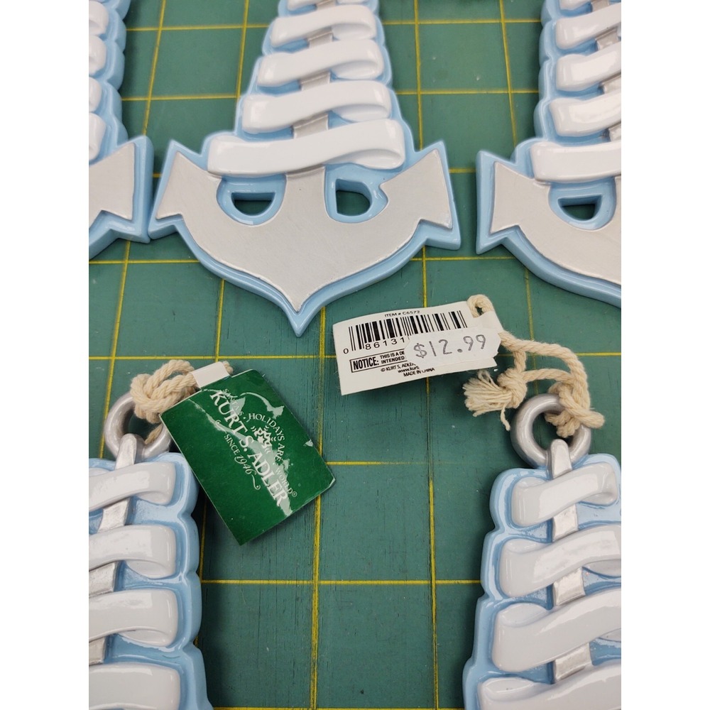 NEW Kurt S.‎ Adler Resin Blue Anchor Ornament Coastal Beach Natical - Picture 2 of 5